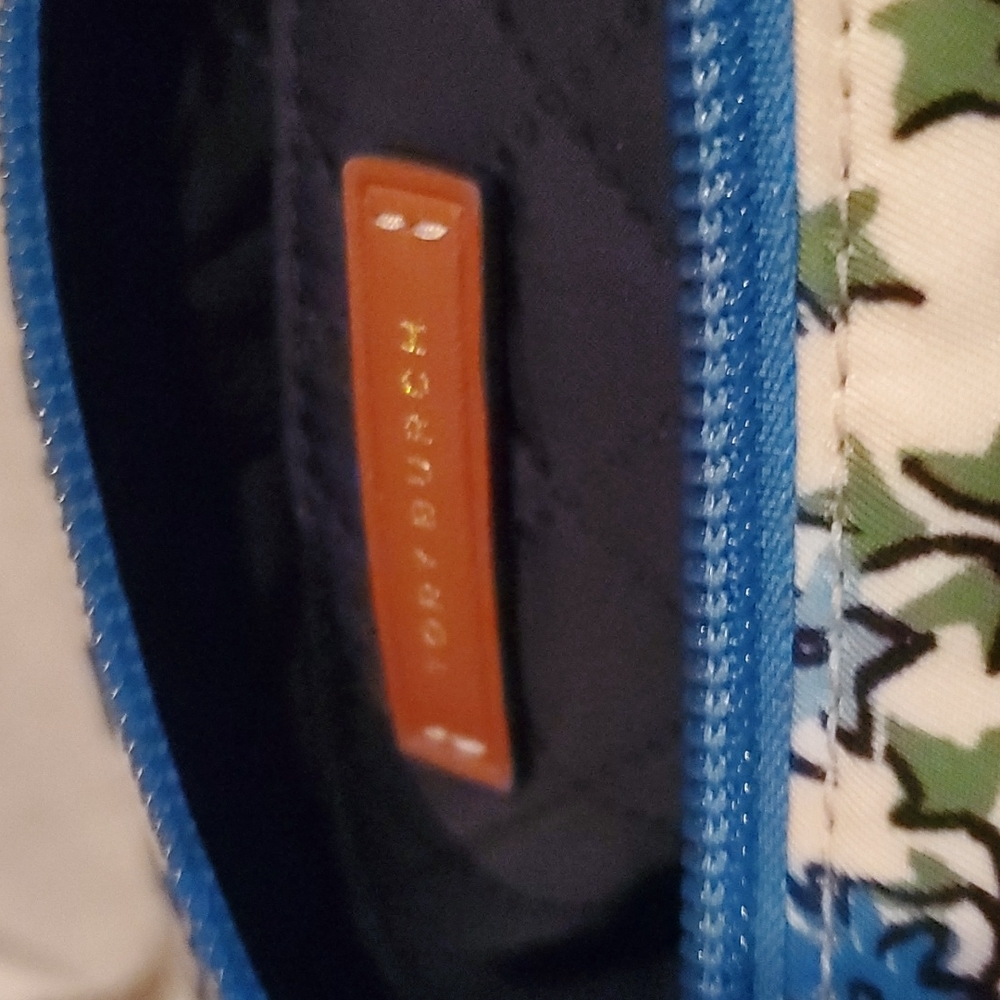 Tory birch large makeup bag new sold out gorgeous blue white leather dust cover - Picture 5 of 12